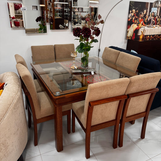 Comedor cuadrado Natural 8 sillas